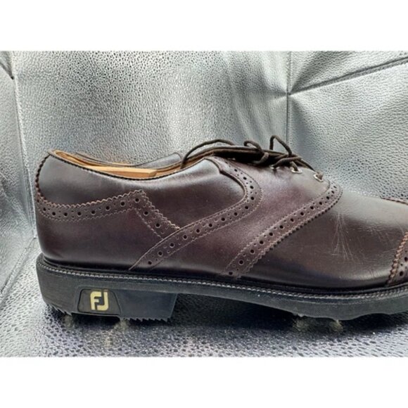 FootJoy Men's Brown Leather Golf Shoes Size 12 M Spiked Sole - Picture 3 of 10